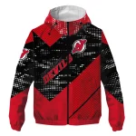 personalized new jersey devils arrow matrix red black windbreaker jacket best selling