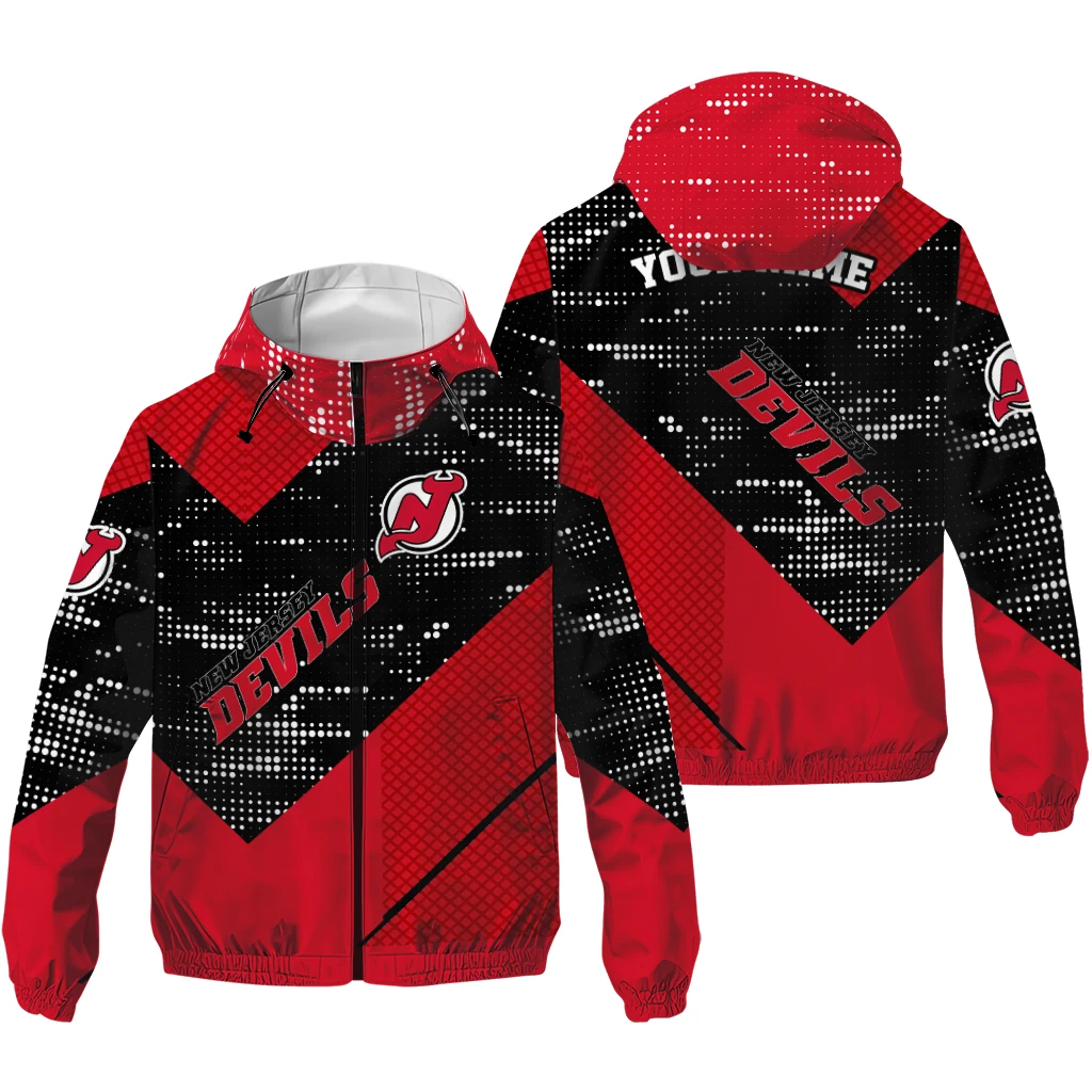 personalized new jersey devils arrow matrix red black windbreaker jacket high quality personalized new jersey devils arrow matrix red black windbreaker jacket high quality