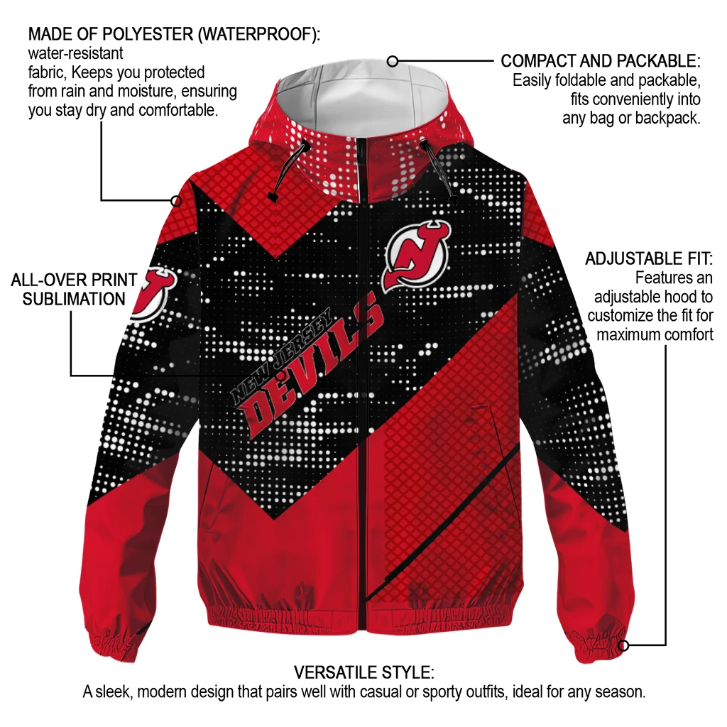 personalized new jersey devils arrow matrix red black windbreaker jacket new arrival personalized new jersey devils arrow matrix red black windbreaker jacket new arrival