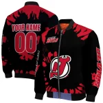personalized new jersey devils burst splatter red bomber jacket best selling