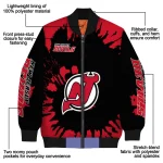 personalized new jersey devils burst splatter red bomber jacket best selling