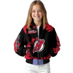personalized new jersey devils burst splatter red bomber jacket best selling