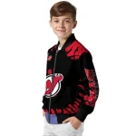 personalized new jersey devils burst splatter red bomber jacket best selling