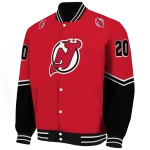 personalized new jersey devils chevron style red varsity jacket best selling