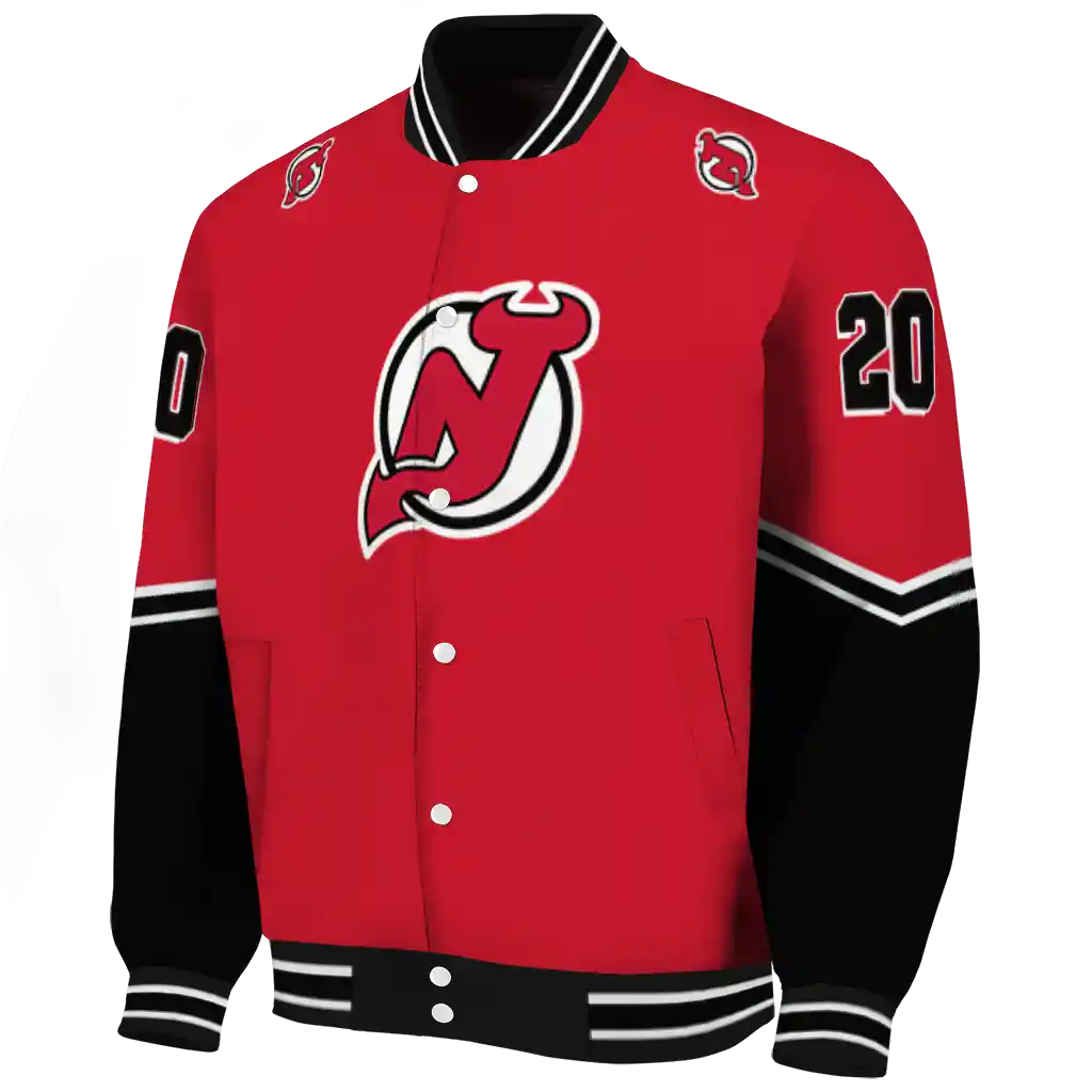 personalized new jersey devils chevron style red varsity jacket best selling personalized new jersey devils chevron style red varsity jacket best selling