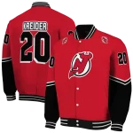 personalized new jersey devils chevron style red varsity jacket best selling