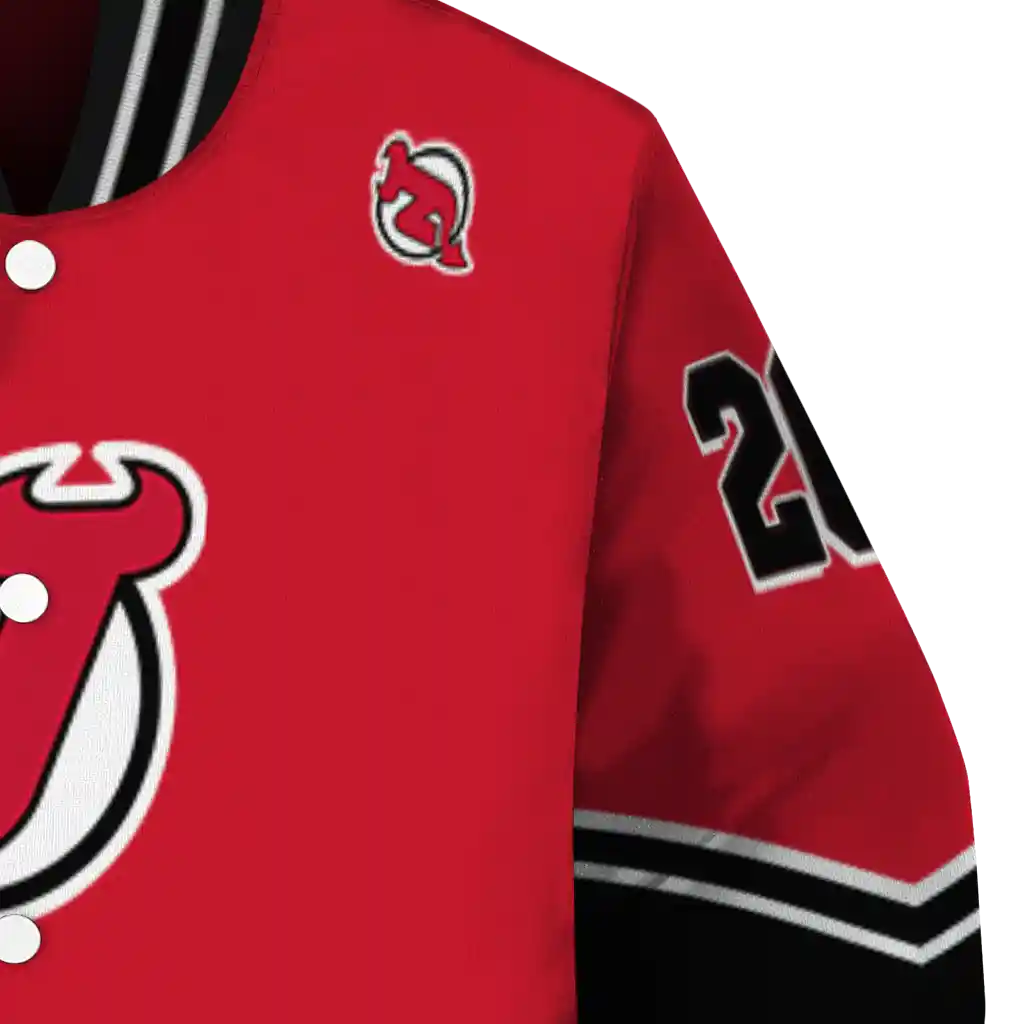 personalized new jersey devils chevron style red varsity jacket premium grade personalized new jersey devils chevron style red varsity jacket premium grade