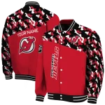 personalized new jersey devils flag scratch effect red varsity jacket best selling