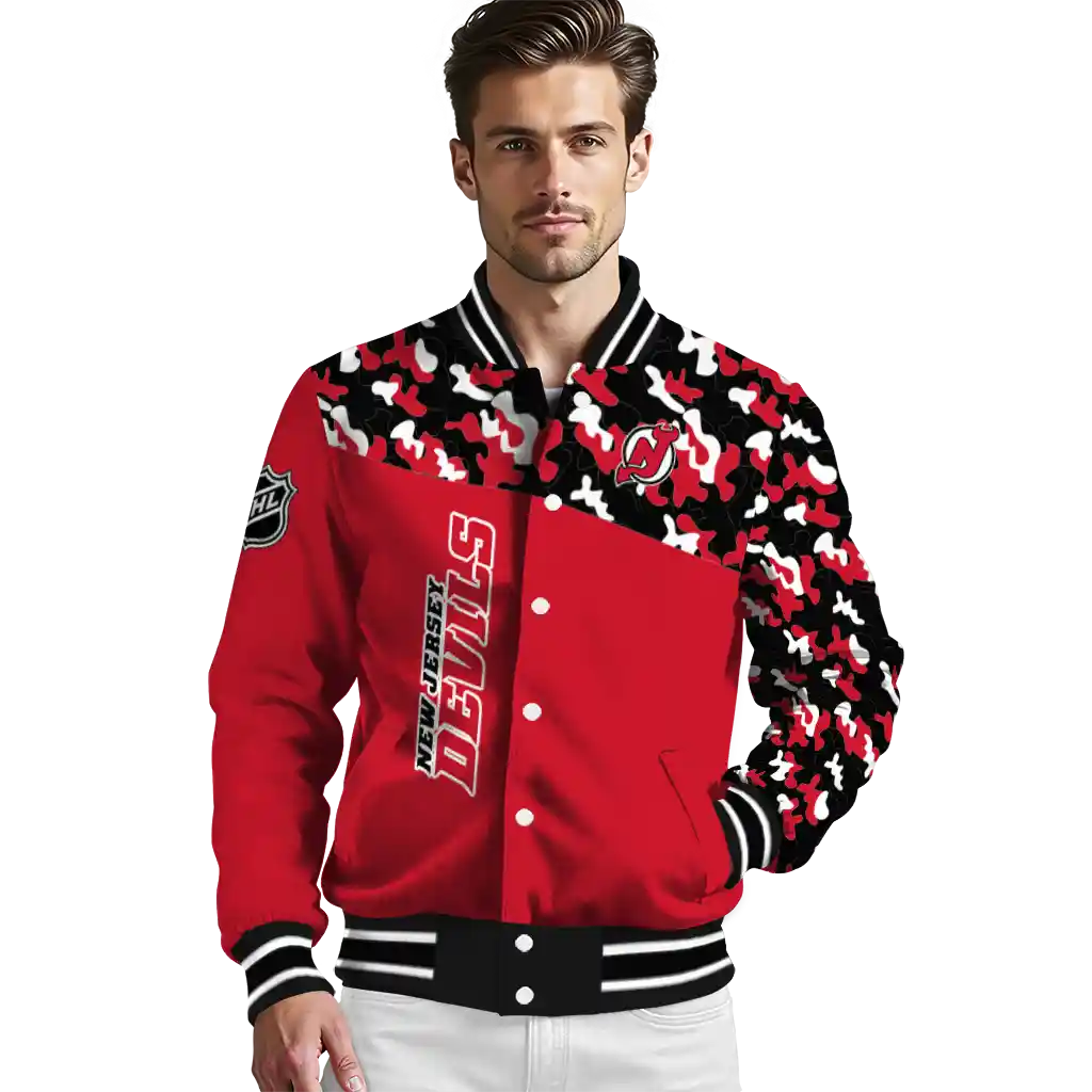 personalized new jersey devils flag scratch effect red varsity jacket high quality personalized new jersey devils flag scratch effect red varsity jacket high quality