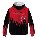 personalized new jersey devils flame trim red black windbreaker jacket best selling