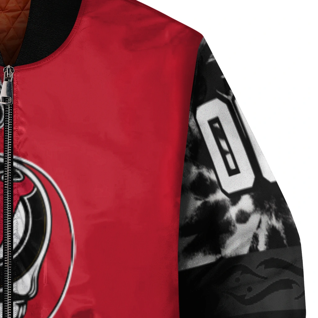 personalized new jersey devils skull stripe red black bomber jacket premium grade personalized new jersey devils skull stripe red black bomber jacket premium grade