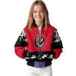 personalized new jersey devils skull stripe red black bomber jacket best selling