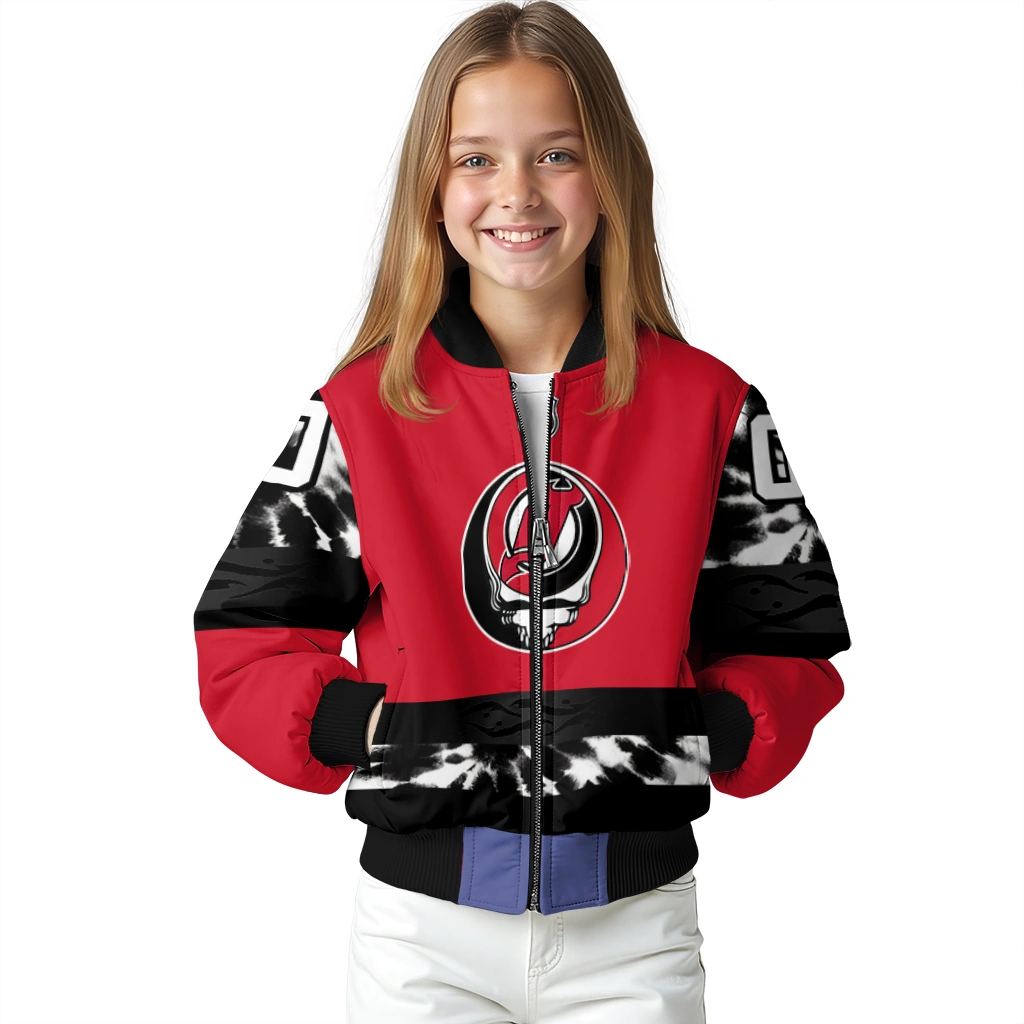 personalized new jersey devils skull stripe red black bomber jacket top rated personalized new jersey devils skull stripe red black bomber jacket top rated