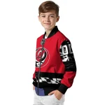 personalized new jersey devils skull stripe red black bomber jacket best selling
