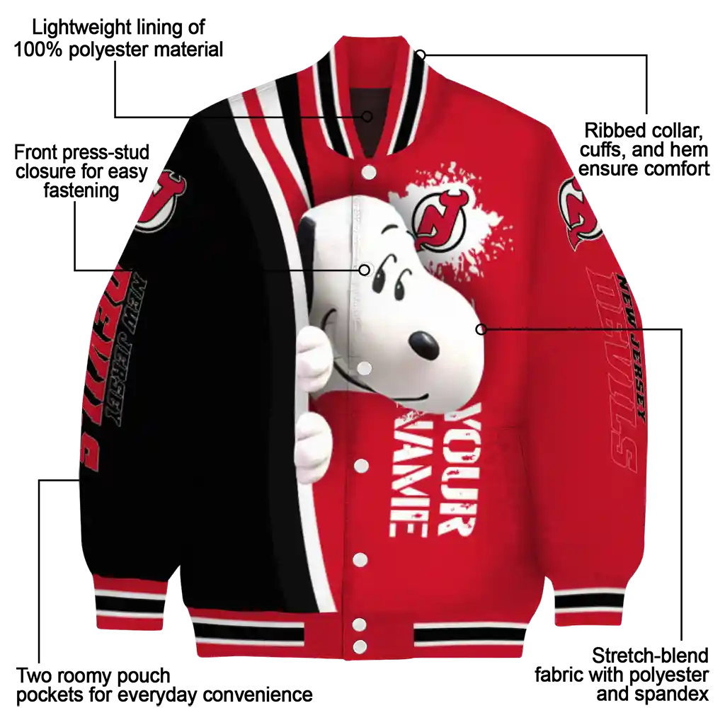 personalized new jersey devils snoopy head red varsity jacket new arrival personalized new jersey devils snoopy head red varsity jacket new arrival