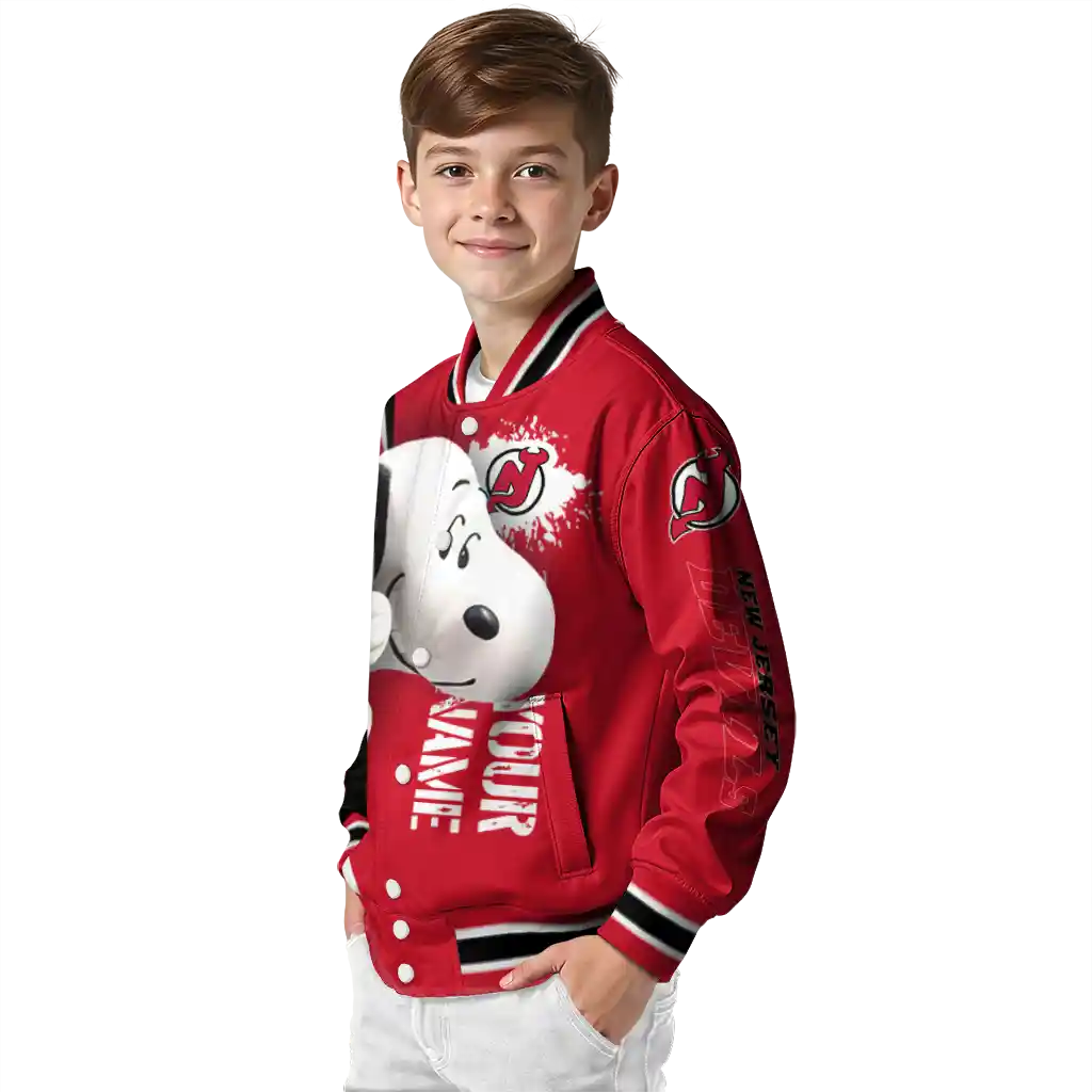 personalized new jersey devils snoopy head red varsity jacket trendy personalized new jersey devils snoopy head red varsity jacket trendy
