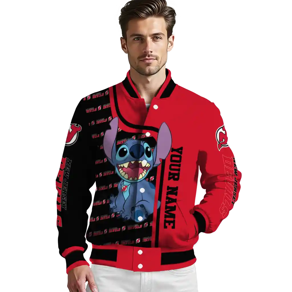 personalized new jersey devils stitch laughing red varsity jacket high quality personalized new jersey devils stitch laughing red varsity jacket high quality