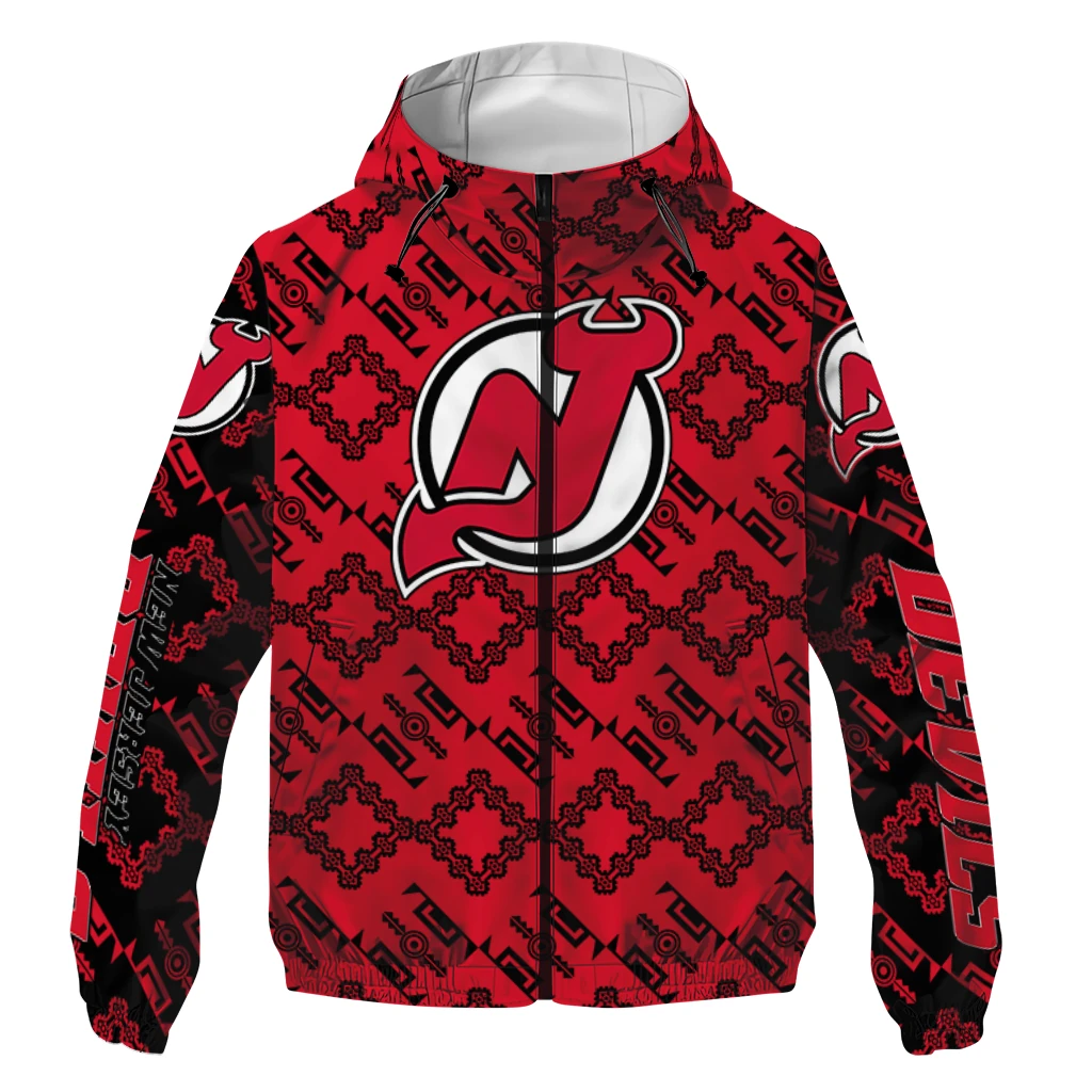 personalized new jersey devils trellis mesh red windbreaker jacket best selling personalized new jersey devils trellis mesh red windbreaker jacket best selling