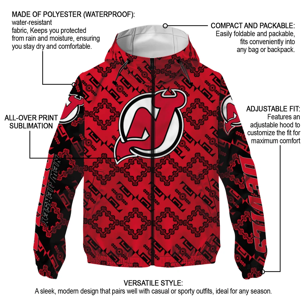 personalized new jersey devils trellis mesh red windbreaker jacket new arrival personalized new jersey devils trellis mesh red windbreaker jacket new arrival
