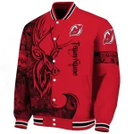 personalized new jersey devils tribal deer art red varsity jacket best selling