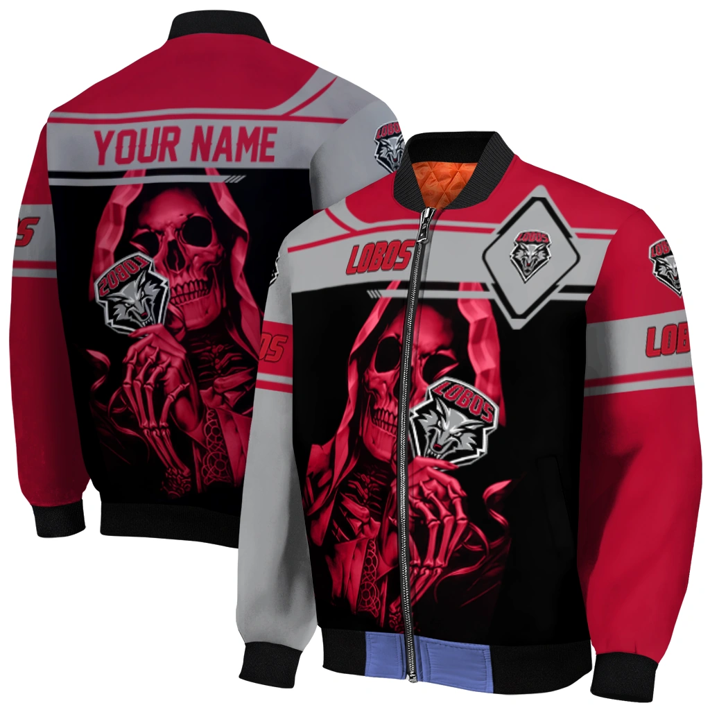 personalized new mexico lobos reaper hands red black bomber jacket best selling personalized new mexico lobos reaper hands red black bomber jacket best selling