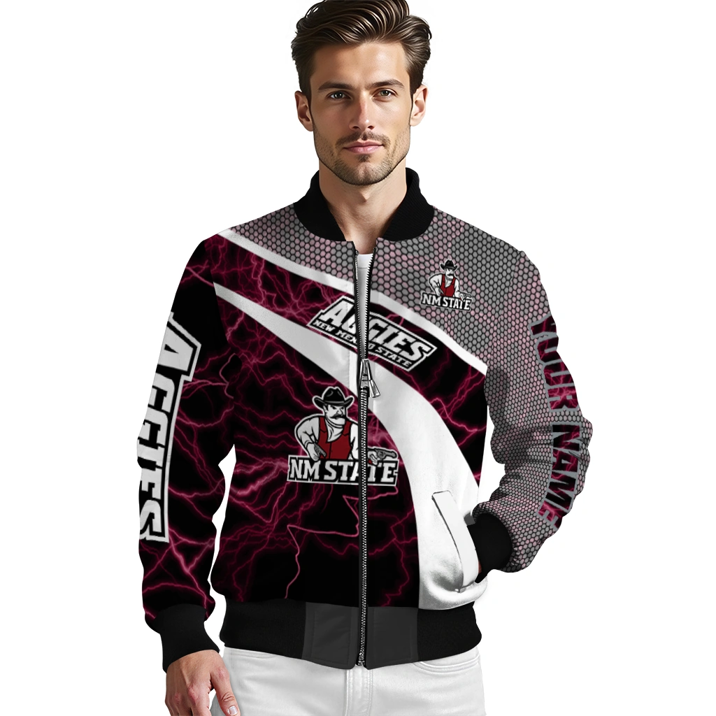 personalized new mexico state aggies electric flash crimson bomber jacket high quality personalized new mexico state aggies electric flash crimson bomber jacket high quality