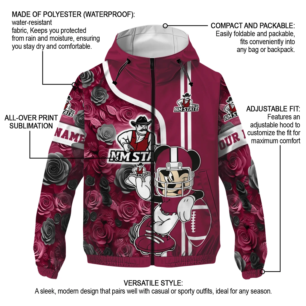 personalized new mexico state aggies football micky mouse crimson windbreaker jacket new arrival personalized new mexico state aggies football micky mouse crimson windbreaker jacket new arrival