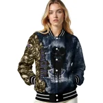 personalized new orleans pelicans skull cluster navy varsity jacket best selling