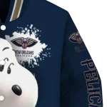 personalized new orleans pelicans snoopy head navy varsity jacket best selling