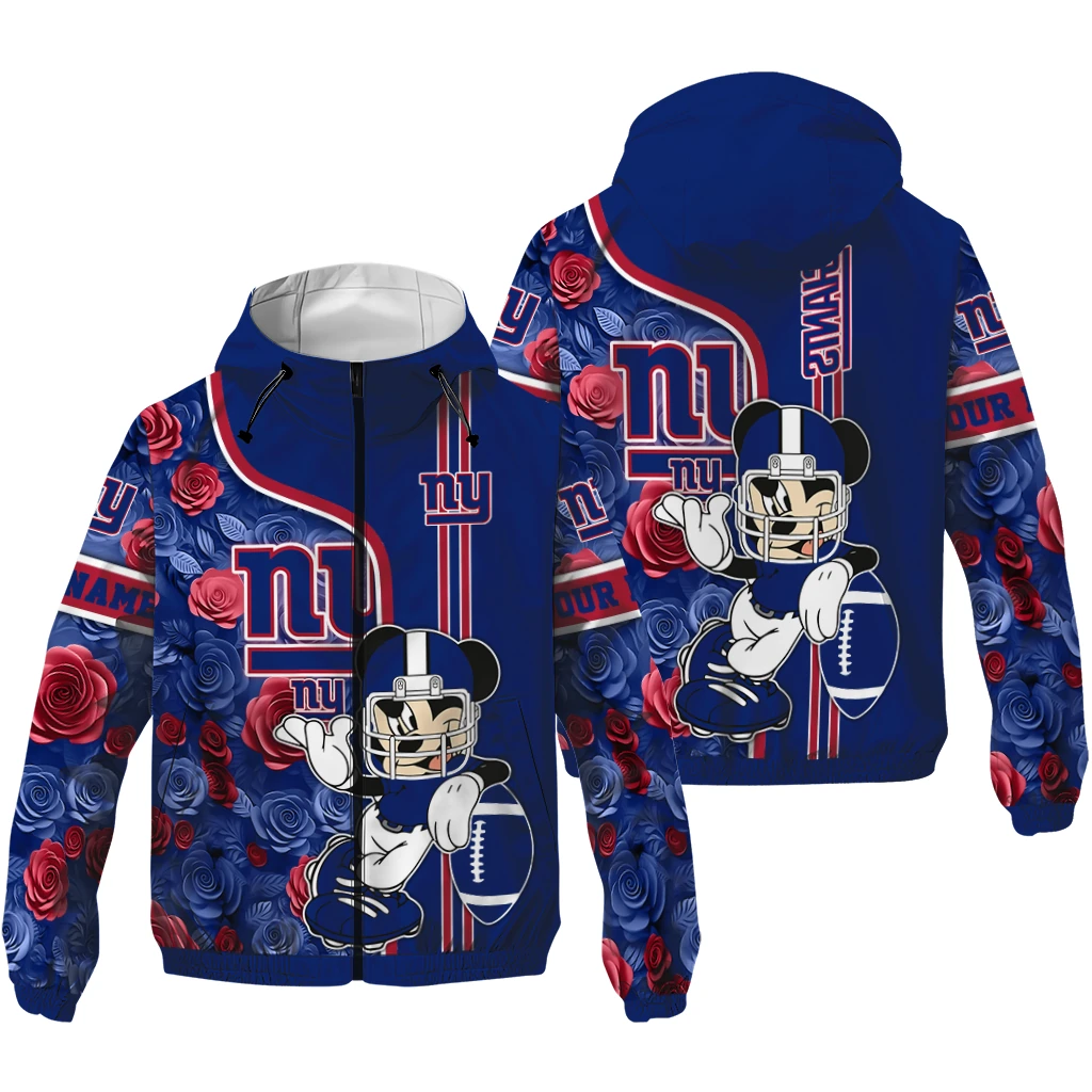 personalized new york giants football micky mouse blue windbreaker jacket high quality personalized new york giants football micky mouse blue windbreaker jacket high quality
