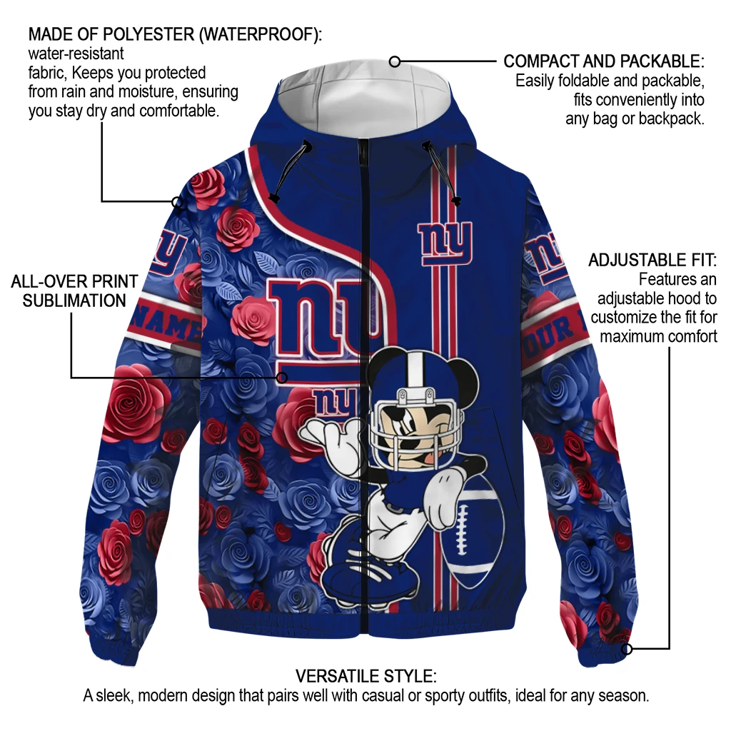 personalized new york giants football micky mouse blue windbreaker jacket new arrival personalized new york giants football micky mouse blue windbreaker jacket new arrival