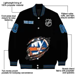personalized new york islanders claw cut black varsity jacket best selling