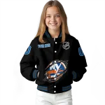 personalized new york islanders claw cut black varsity jacket best selling