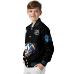 personalized new york islanders claw cut black varsity jacket best selling