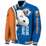 personalized new york islanders snoopy head blue varsity jacket best selling