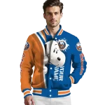 personalized new york islanders snoopy head blue varsity jacket best selling