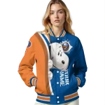 personalized new york islanders snoopy head blue varsity jacket best selling