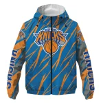personalized new york knicks abstract streaks blue windbreaker jacket best selling