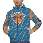 personalized new york knicks abstract streaks blue windbreaker jacket best selling