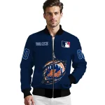personalized new york mets claw gash blue bomber jacket best selling