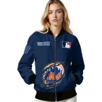 personalized new york mets claw gash blue bomber jacket best selling