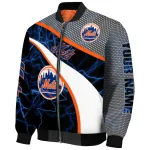 personalized new york mets electric flash blue bomber jacket best selling