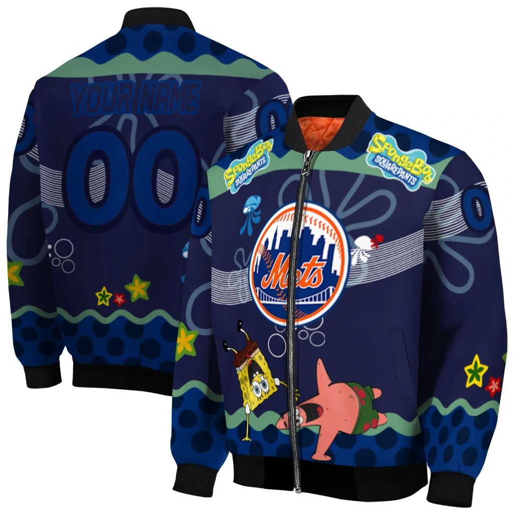 personalized new york mets spongebob playtime blue bomber jacket best selling personalized new york mets spongebob playtime blue bomber jacket best selling