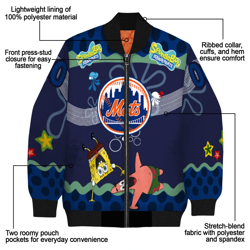 personalized new york mets spongebob playtime blue bomber jacket new arrival personalized new york mets spongebob playtime blue bomber jacket new arrival