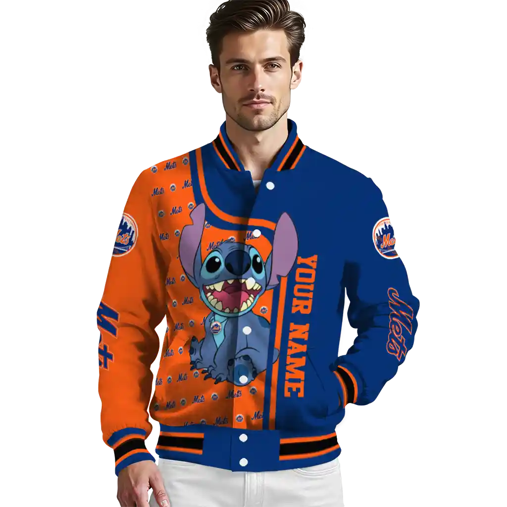 personalized new york mets stitch laughing blue varsity jacket high quality personalized new york mets stitch laughing blue varsity jacket high quality