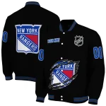 personalized new york rangers claw cut black varsity jacket best selling