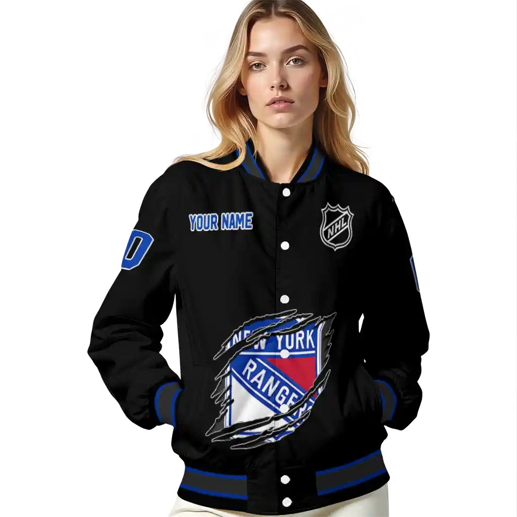 personalized new york rangers claw cut black varsity jacket latest model personalized new york rangers claw cut black varsity jacket latest model