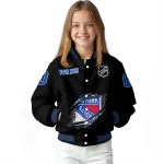 personalized new york rangers claw cut black varsity jacket best selling