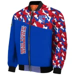 personalized new york rangers flag scratch effect blue bomber jacket best selling