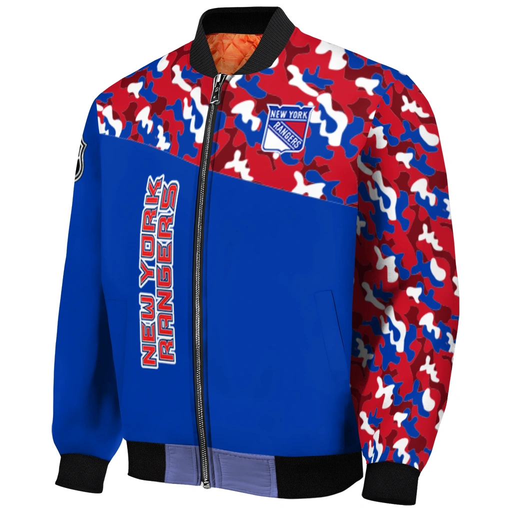 personalized new york rangers flag scratch effect blue bomber jacket fashion forward personalized new york rangers flag scratch effect blue bomber jacket fashion forward